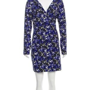 Diane Von Furstenberg Cotton/Silk Reina Mini A-line Dress w/long sleeves Sz-14